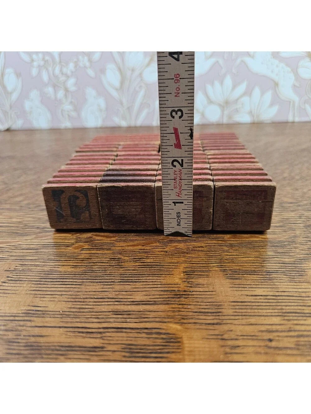Vintage Interlocking Wooden Alphabet Blocks Lot 16 ABC Picture Toy Raised Stripe